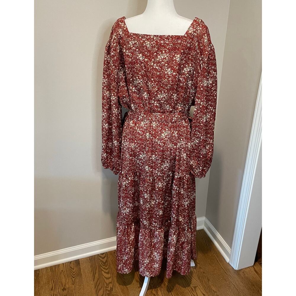 Hayden Maxi Dress NWT Pockets Sz 3XL Long Sleeves Floral Belted Cottagecore - Picture 4 of 12